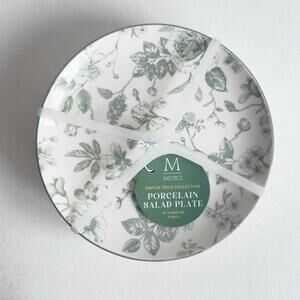 Medici Dahlia Toile Collection Porcelain Salad Plates – Set of 4-8”in., New